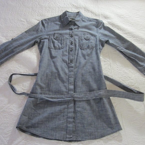 Fei Dress XS Blue Tunic Shirt Belted - Picture 2 of 8